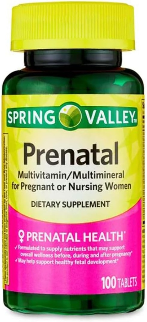 Multivitamina Prenatale/Multiminerale per le donne incinte e infermieristica Compresse di integratori alimentari, 100 Conte