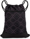Borsa da ginnastica con coulisse per le donne | Zaino da ginnastica leggero durevole con disegni grafici | Grande per la palestra e lo sport | Nero/Rose - Geometric