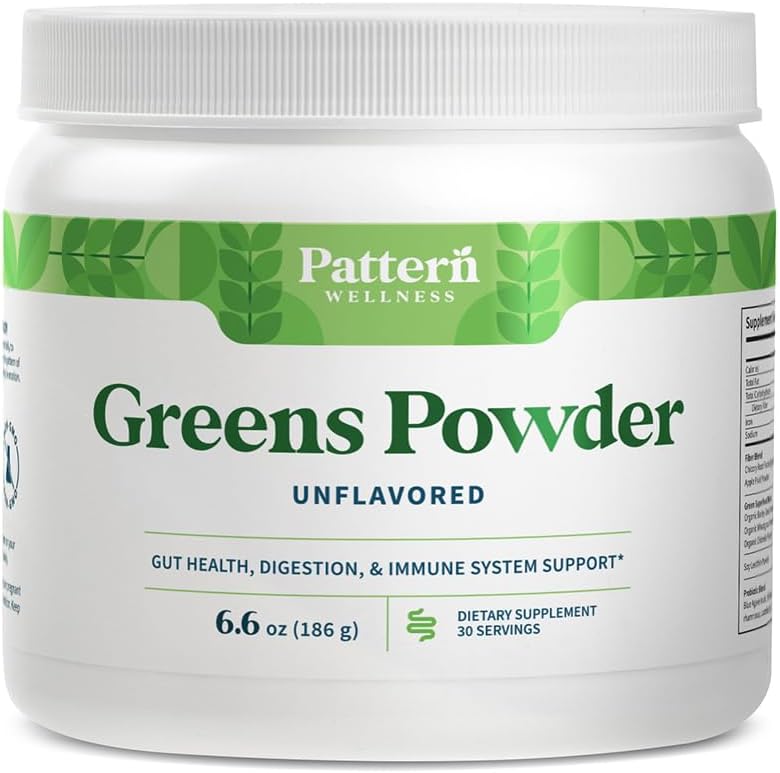 Modello Wellness Greens Polvere Superfood – con Antiossidante, Digestivo enzima, Fibra, Probiotici e miscele di adaptogen – Supporta Gut, Digestivo & Salute Immune – 30 Serve - 6.6 oz (Unflavored)