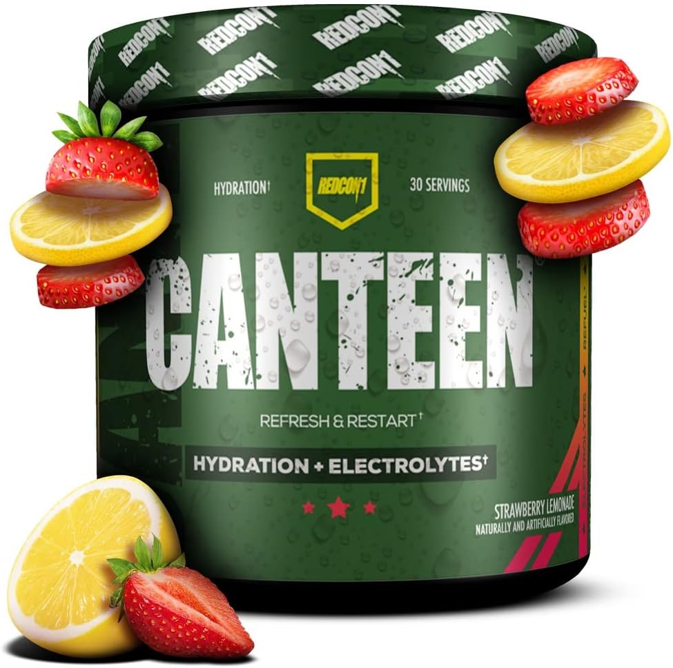 REDCON1 Idratazione della mensa + Elettroliti, Limonata della fragola - Polvere della bevanda dell'elettrolita con vitamine B + minerali per il recupero - Polvere dell'acqua di cocco & acido ialuronico per l'idratazione (30 Serve)