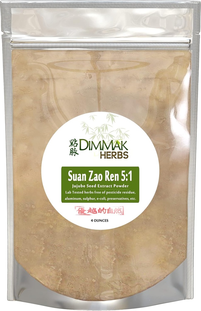 Dimmak erbe organiche Suan Zao Ren 5:1 polvere di estratto di resistenza supplementare | Jujube Seed (ziziphus) cinese Herb Lab Testato 5:1 Granules concentrato 112g / 4oz