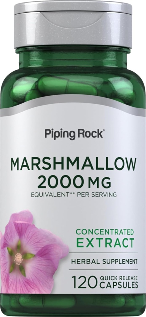 Piping Rock Marshmallow Root Supplemento | 2000mg | 120 capsule | Estratto concentrato di erbe | Non OGM, Gluten Free