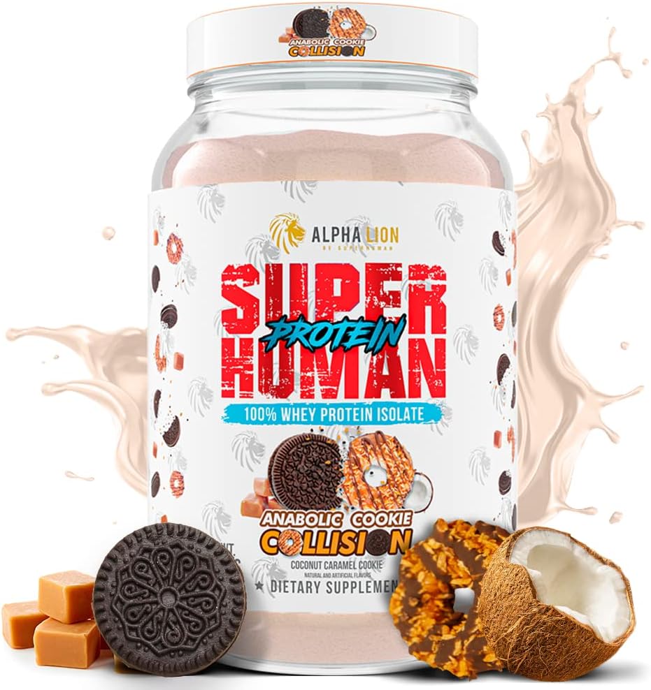ALPHA LION Superhuman Whey Protein Powder, Great Tasting Pure Whey Protein Isolate, Low Carb, Low Sugar, Nessun Bloat Post Workout, Muscle Recovery & Growth (28 Servings, Cookie Collision)