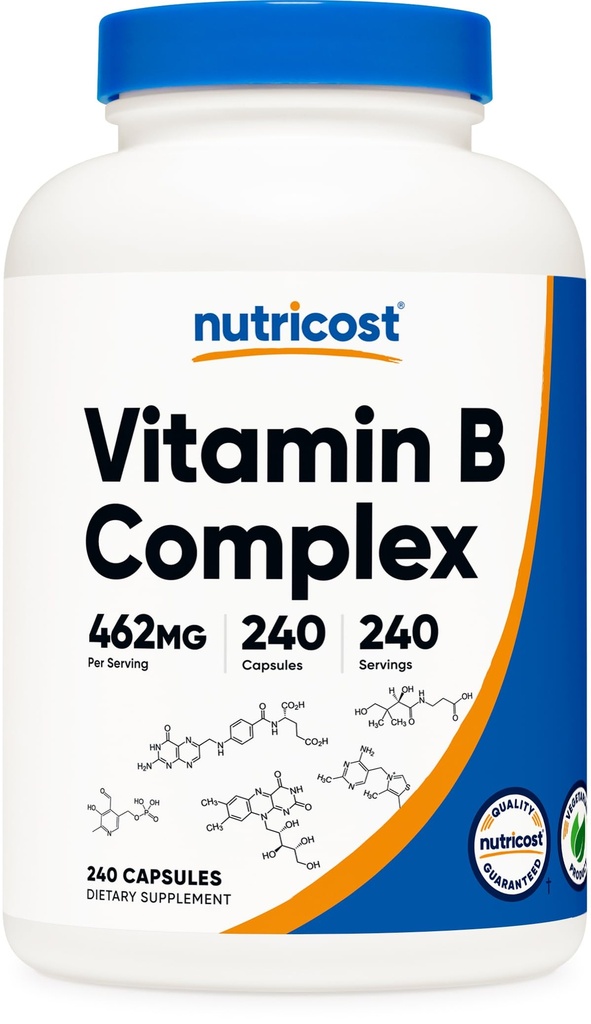 Nutricost Vitamina B Complex 462mg, 240 Capsule - con Vitamina C - Energy Complex