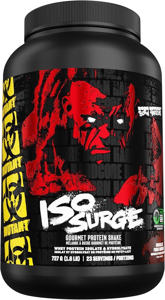 Mutant ISO Surge Whey Protein Powder agisce rapidamente per aiutare a recuperare, costruire il muscolo, la massa e la forza, 1,6 lb - Chocolate Fudge Brownie