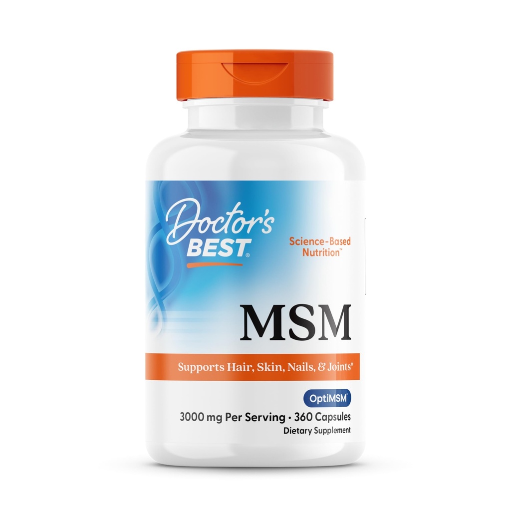 MSM, Supporti Capelli, Pelle, Unghie, & Giunti, Non OGM, Gluten Free, 3000 mg Per Serving, 360 Capsule