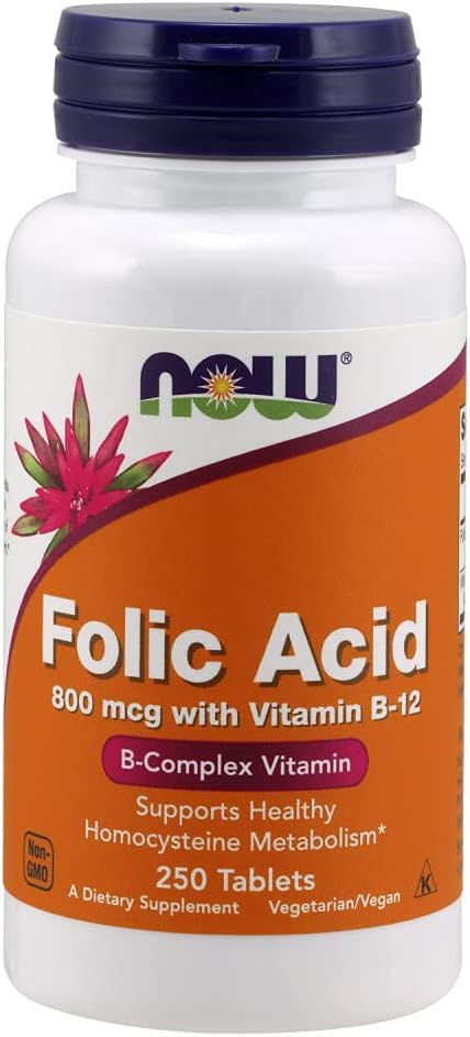 NOW Foods Folic Acid 800 mcg Tabs (Pacchetto di 2)