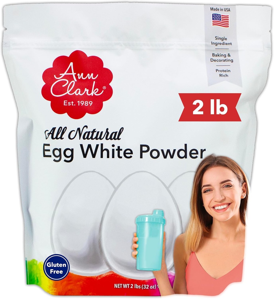 Ann Clark Polvere naturale di proteine bianche dell'uovo 100% Made in USA, 2 Lbs