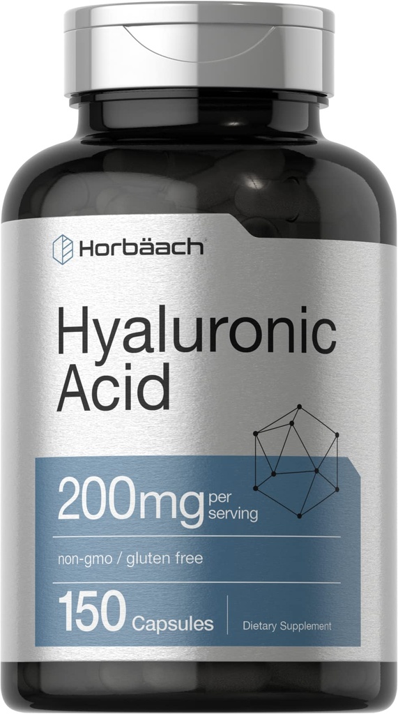 Horbäach Hyaluronic Acid Supplemento | 200 mg | 150 capsule | Non OGM e Gluten Free Supplement