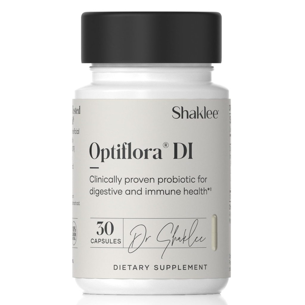 Shaklee - Optiflora® DI Probiotic -10 miliardi di CFU - 4 Strains batterici - Bifidobacterium lactis HN019TM - Supporti Intestinal Flora Balance & Regolarità - Gluten, Soy & Dairy Free - 30 Capsule