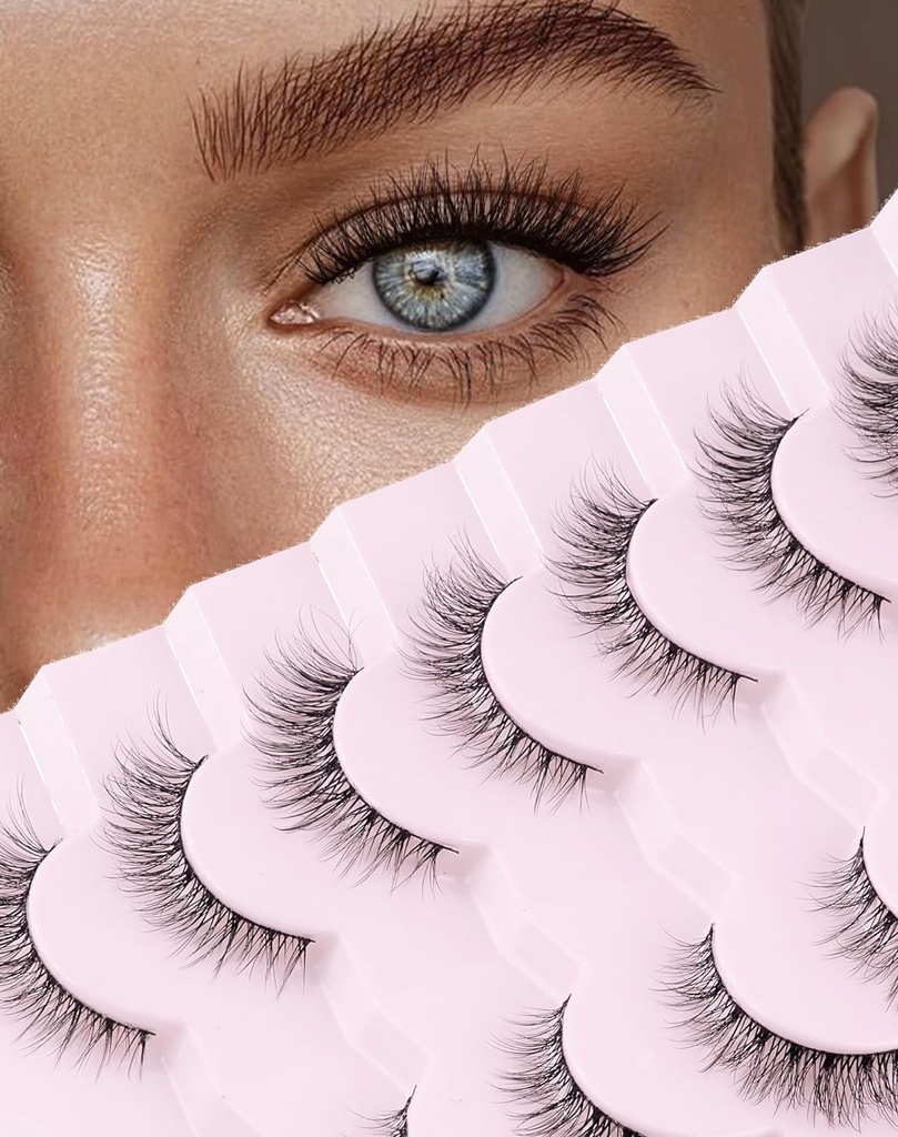 Solamente tutte le ciglia naturali Lashes Wispy Look naturale False Ciglia Ciglia infiammate Naturali Ciglia False Ciglia Ciglia ciglia Soft Fluffy Lashes 7 Coppie D1 Natural (6-13MM)