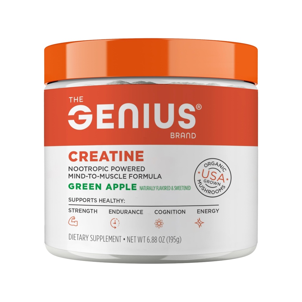 Polvere di monoidrato di creatina micronizzata, supplemento di allenamento post, mela verde - 100% aromatizzata naturale & addolcita - Supporta la costruzione del muscolo, l'energia cellulare & la funzione cognitiva – 195g
