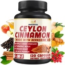 Ceylon Cinnamon Capsule con Berberina HCl, Aceto di Sidro di Mele, Turmerico, Ginseng, Pepe Nero - 6in1 per Supporto Funzione Immune - 120 Conte