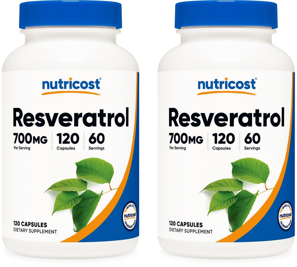 Nutricost Resveratrolo 700mg; 120 capsule vegetali - 50% Trans-Resveratrolo (2 bottiglie)