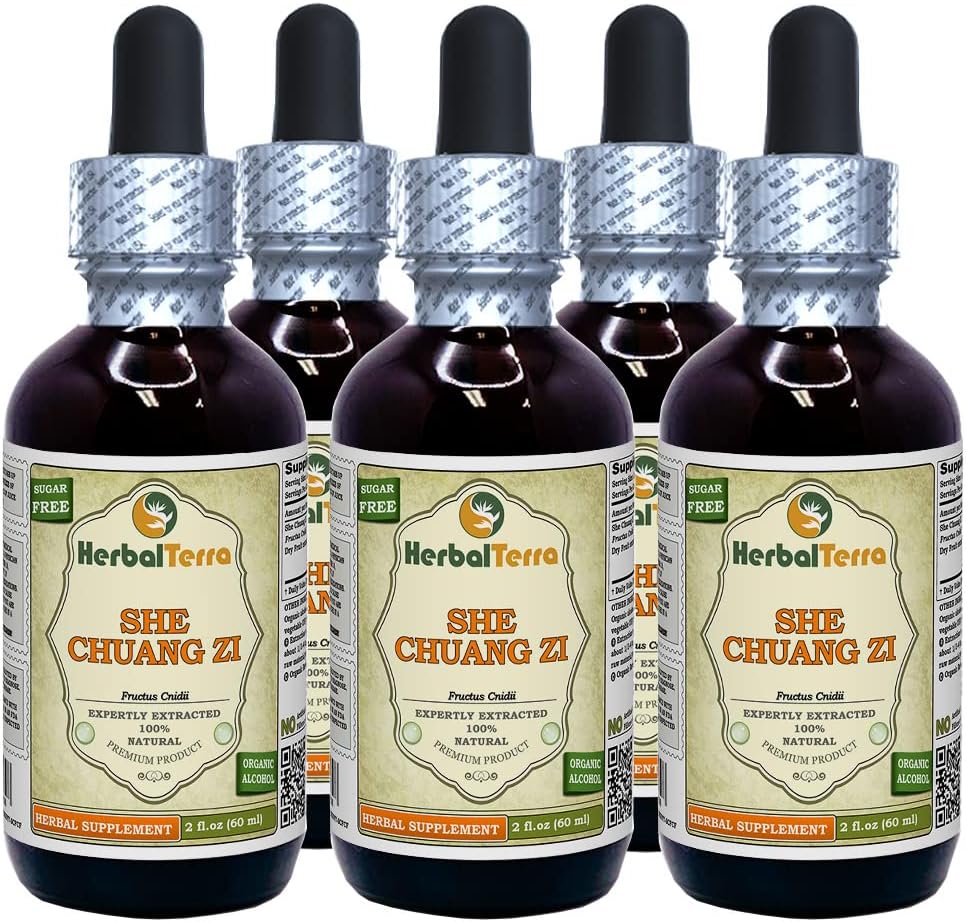 Lei Chuang Zi (Fructus Cnidii) Tintura, Organic Dried Fruits Liquid Extract (Brand Name: HerbalTerra, Proudly Made in USA) 5x2 fl.oz (5x60 ml)