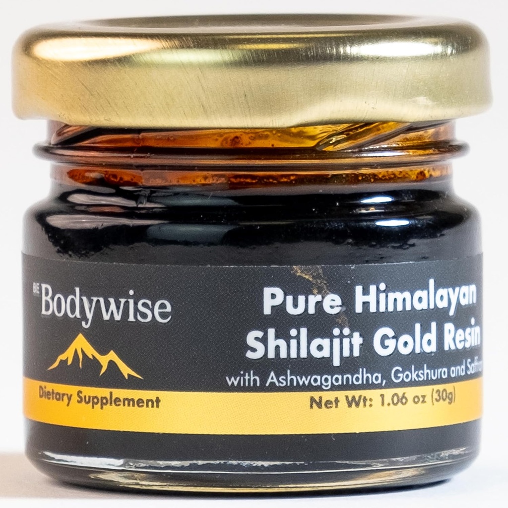 Sii Bodywise Pure Himalajit Resina Oro I Lab Testato I Ashwagandha, Gokshura & Saffron I Fulvic Acid & Trace Minerals I Shilajit per Uomini & Donne | Zero Sugar I 100% Organic & Natural I 30 gm.