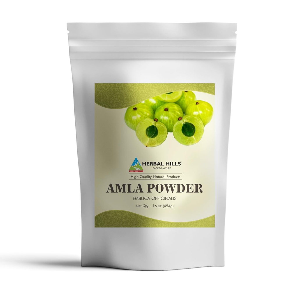 HERBAL HILLS Amla Polvere 454 GMS Indian Gooseberry Emblica Officinalis Ricco di Antiossidante (16 Ounce Pack di 1)