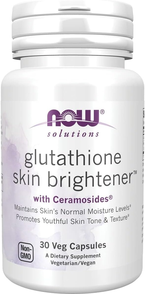 Glutathione Skin Brightener con Ceramosides Now Foods 30 VCaps