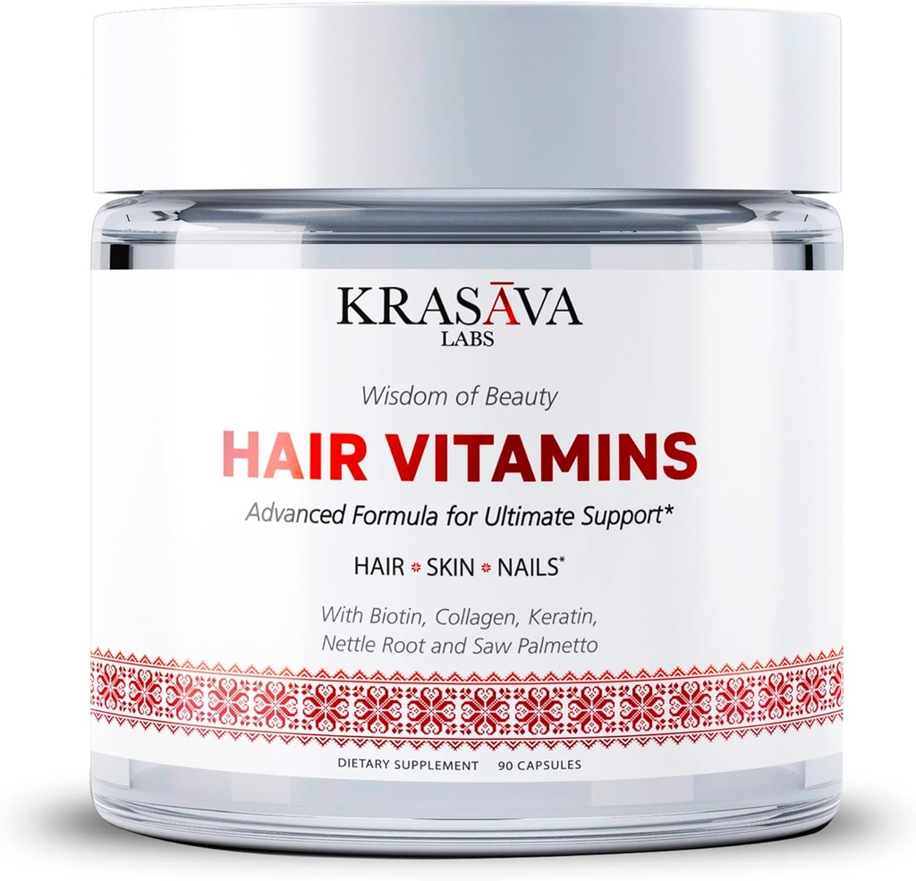 Vitamine di crescita dei capelli con Biotina, Collagene, Cheratina, Nettle Root e Palmetto Supporta i capelli sani, Stimola le follie dei capelli, e Previene la perdita dei capelli & Thinning. Made in Italy - 90 Count