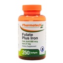 Acido Folico 800 mcg Plus Ferro 27 mg Supplemento per le donne, Vitamina B9, Prenatale di Folate, Assorbimento Veloce, Made in USA, 250 Softgels