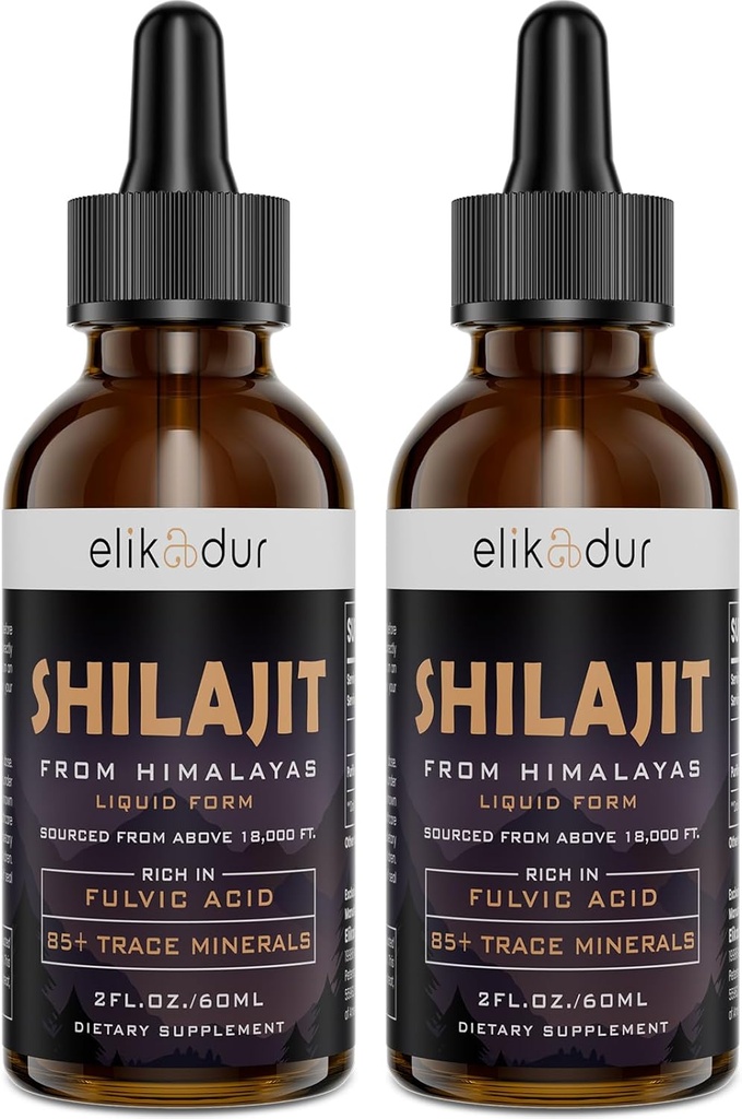 Shilajit Resina Organic Liquid Supplement, Shilajit Himalayan Organic, Shilajit Liquid Drop, Shilajit Drop Contiene 85 Trace Minerals, alternativa alla resina e capsule, 120 ml