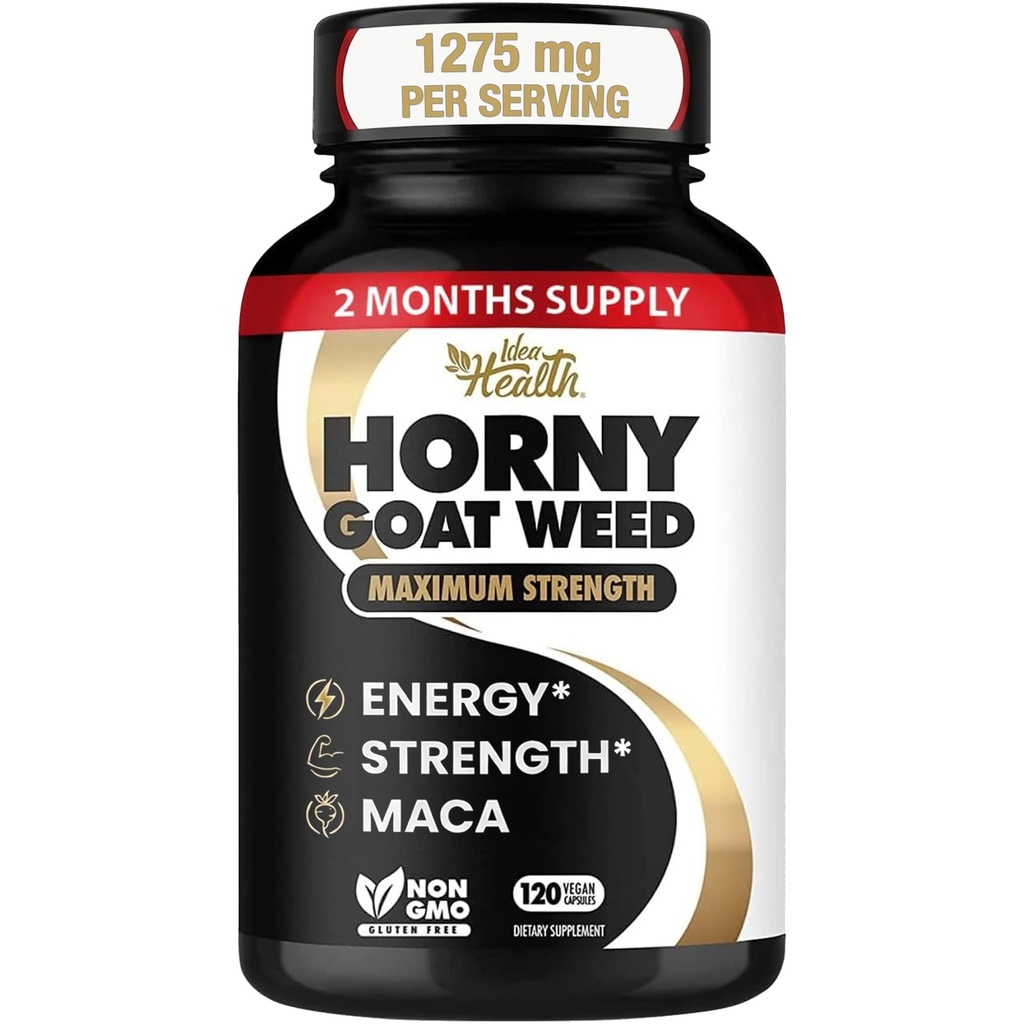 Arrapato Goat Weed 1275 mg MAX STRENGTH w/Maca (2 mesi di alimentazione) - Energy & Performance Complex per uomini e donne | 120 capsule vegane