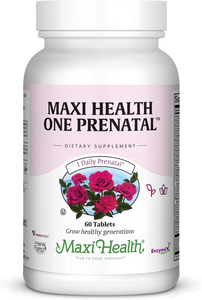 Vitamine Prenatali per la Salute Maxi per le Donne – Un Prenatale Quotidiano con Folato Metilato, Supporto Gentle Iron & DHA – Medico Formulato, Kosher Multivitamina per la Gravidanza – 60 capsule (alimentazione di 60 giorni)
