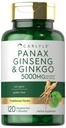 Carlyle Panax Ginseng & Ginkgo 5000mg | 120 capsule vegetariane | Non-GMO & Gluten Supplemento gratuito