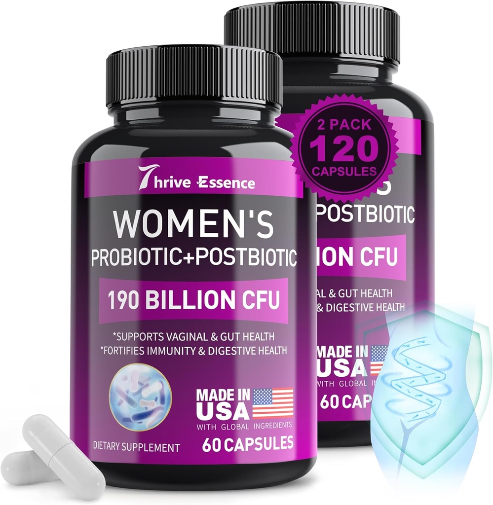 Probiotici per le donne 190 miliardi di CFU - 10 Strains & Postbiotics per Wowen- Immune, Digestivo, Gut, Vaginal & Urinary Health, PH Balance- Supporta costipazione occasionale, Gas & Bloating, 120 Capsule