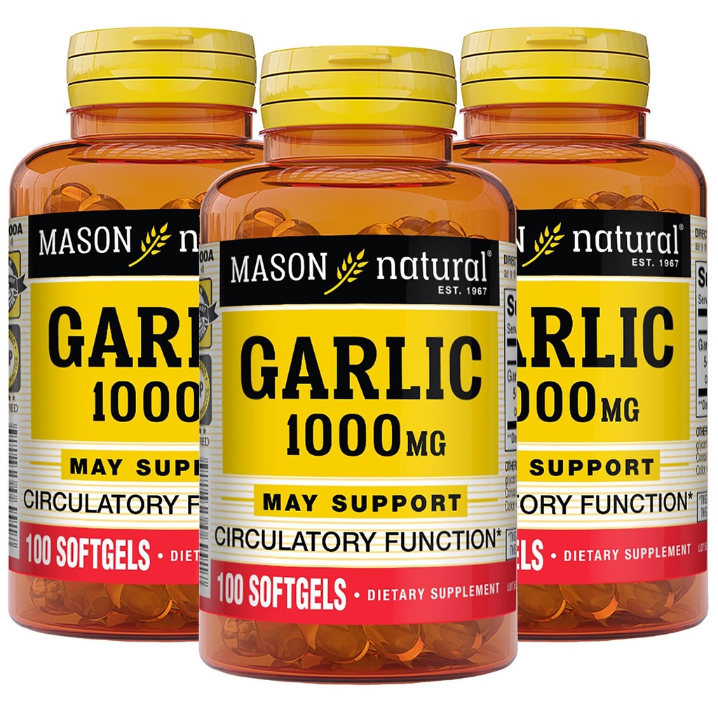 MASON Olio Aglio NATURALE 1000 mg, 300, Softgels di alimentazione quotidiana, Supporta la funzione circolatoria normale, 3 Pack