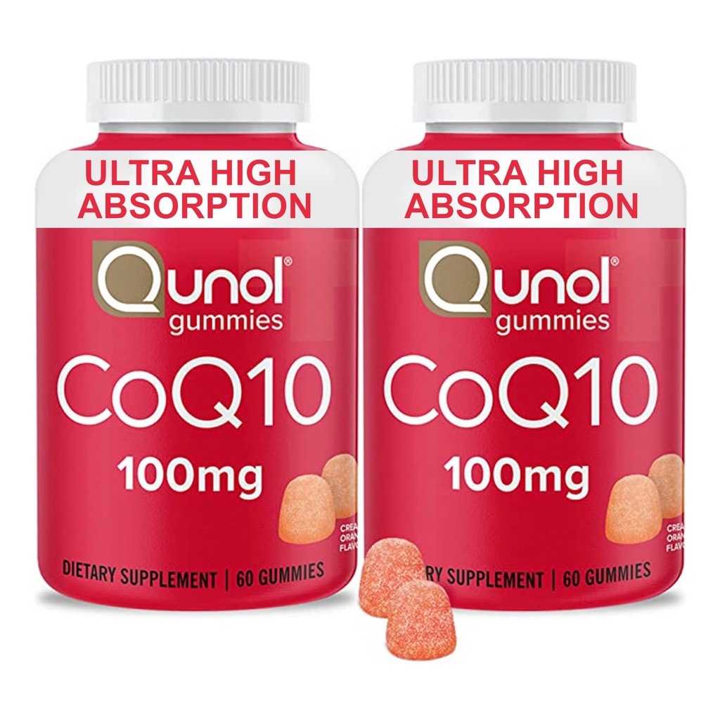 Qunol CoQ10 Gummies, CoQ10 100mg, Delicious Gummy Supplements, Aiuta a sostenere la salute del cuore, Vegan, Gluten Free, Ultra High Absorption, 2 Mesi di alimentazione (60 Conte, Confezione di 2)