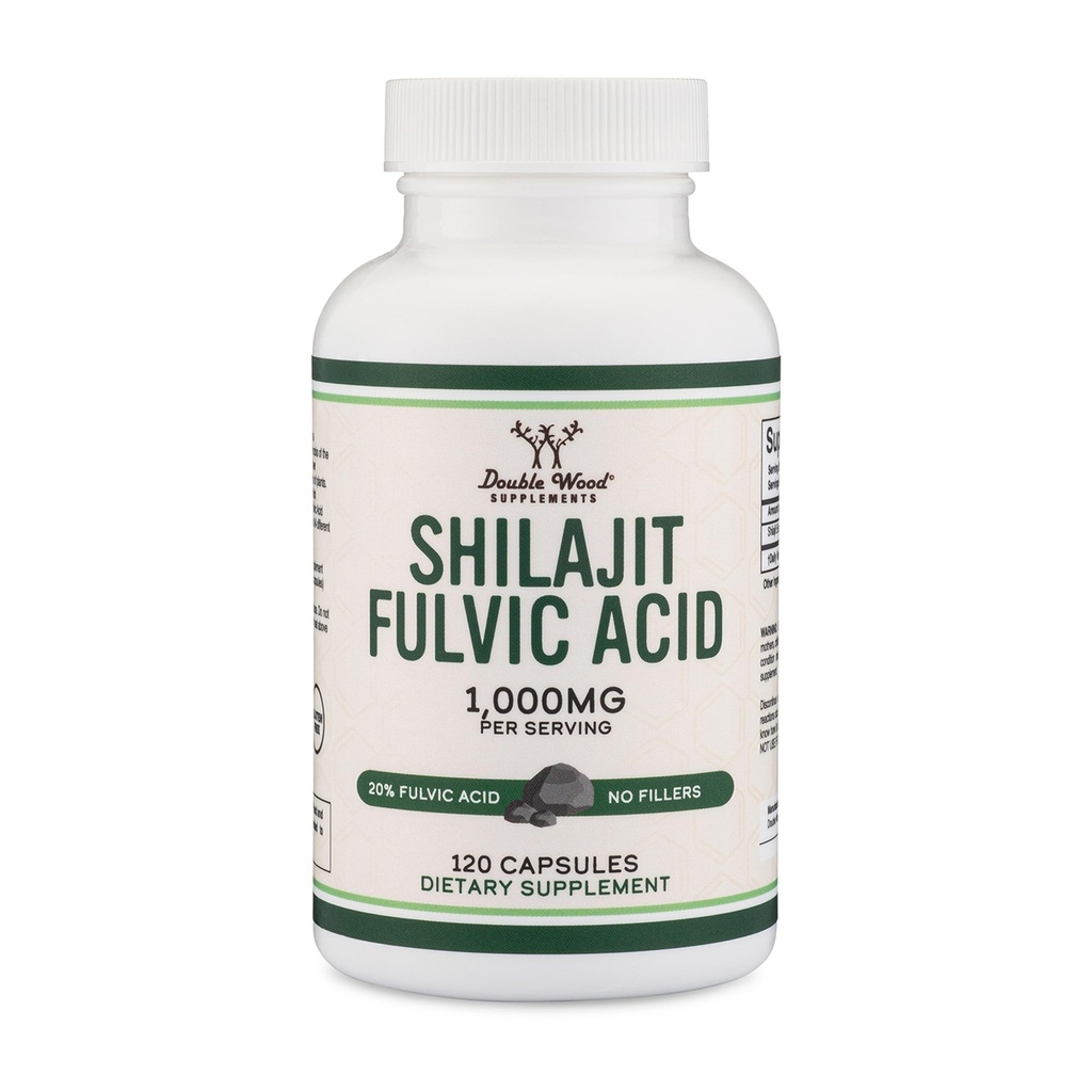 Shilajit Pure Himalayan Capsule (20% Integratore di Acido Fulvico) 1.000mg di Autentico Estratto di Shilajit per Serving, 120 Conte (High in Trace Minerals, No Fillers) da Double Wood
