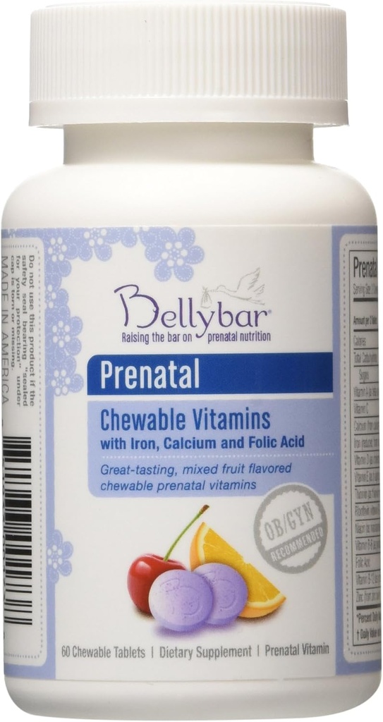 Vitamina prenatale masticabile di Bellybar 60 schede