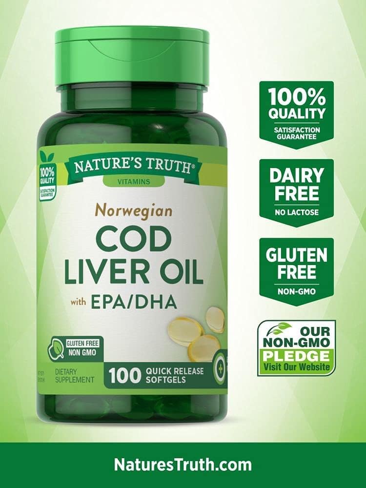Natura Verità Norvegese Cod Liver Oil Integratore alimentare - 100 Softgels, Confezione da 6