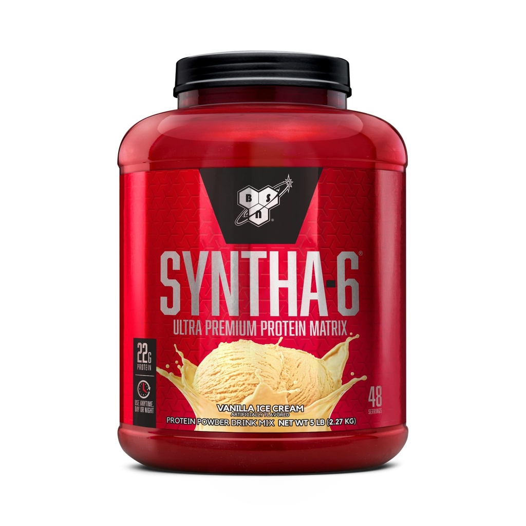 BSN SYNTHA-6 polvere di proteine del siero di latte, Caseina micellare, polvere di isolamento della proteina del latte, crema di ghiaccio di Vanilla, 5 sterline, 48 porzioni (pacchetto di 1) - vary di maggio del pacchetto