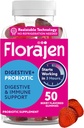 Florajen Organic Probiotic Gummies for Women & Men - Gut Health & Immune Support Supplement - costipazione & Bloating Relief - 50 Gummies
