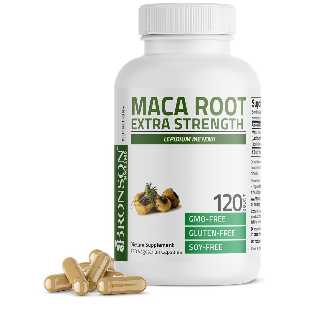 Bronson Maca Root Extra Lepidium Meyenii, Non OGM, 120 capsule vegetariane
