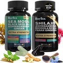 Boysea. Shilajit e Sea Moss Bundle- 90 Conte - Sea Moss, Black Seed Oil, Ashwagandha, Ginger & Shilajit, Rhodiola Rosea, Tutti in 1 Supplementi (1 Pc)