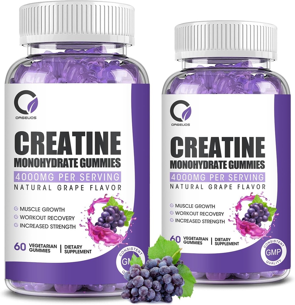 Creatina Monohydrate Gummies Forza muscolare per Men&Women, Energy Boost Pre Work Supplement - Grape Flavor