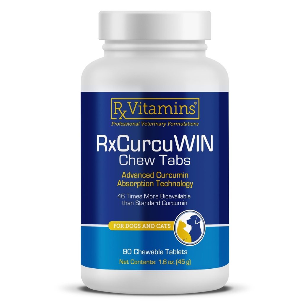 Rx Vitamins CurcuWIN - Curcuin per cani e gatti - Vitamine e integratori, Allergy Relief - Fornisce supporto immunitario & Aids Digestive Support - Integratore congiunto - 90ct
