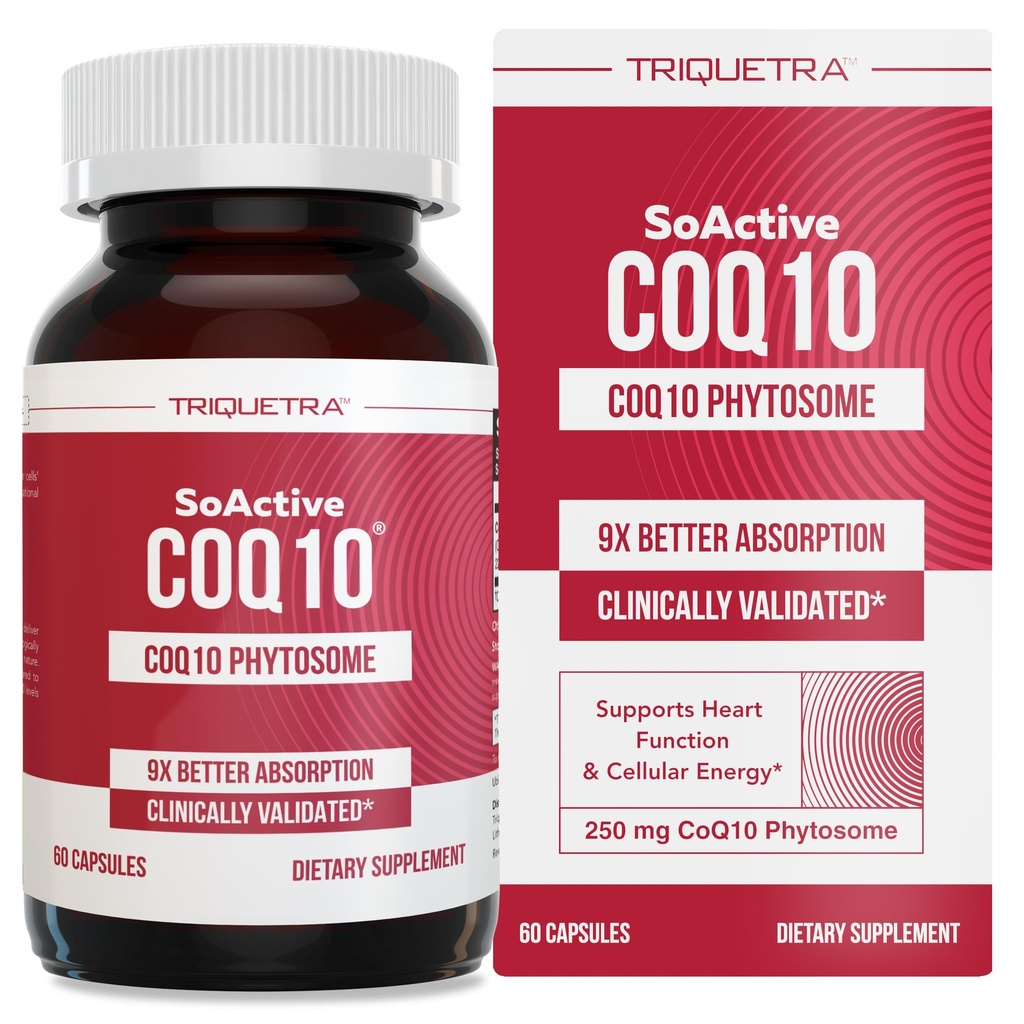 SoActive CoQ10® 250 mg: Phytosome CoQ10 con un assorbimento massimo di 9X - Consegna cellulare provata - Supporta la produzione di energia cellulare (60 capsule)
