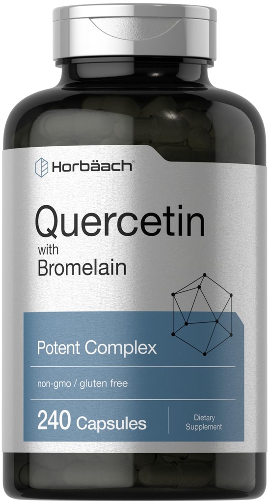 Horbäach Quercetin con supplemento Bromelain | 240 capsule | Non OGM e Gluten Free