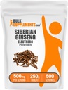 BulkSupplements.com Polvere di Eleuthero - Polvere di Ginseng siberiana, Eleutherococcus senticosus, Ginseng Herbal Supplement - Gluten Free, 500mg per Serving, 250g (8.8 oz) (Pack of 1)