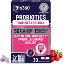 Bio360 Probiotici per la salute vaginale delle donne - Supporta l'equilibrio del pH, Vaginale, urinario e salute digestiva - 50 miliardi di CFU & 15 Strains unici per l'odore vaginale sano e flora vaginale - Shelf stabile