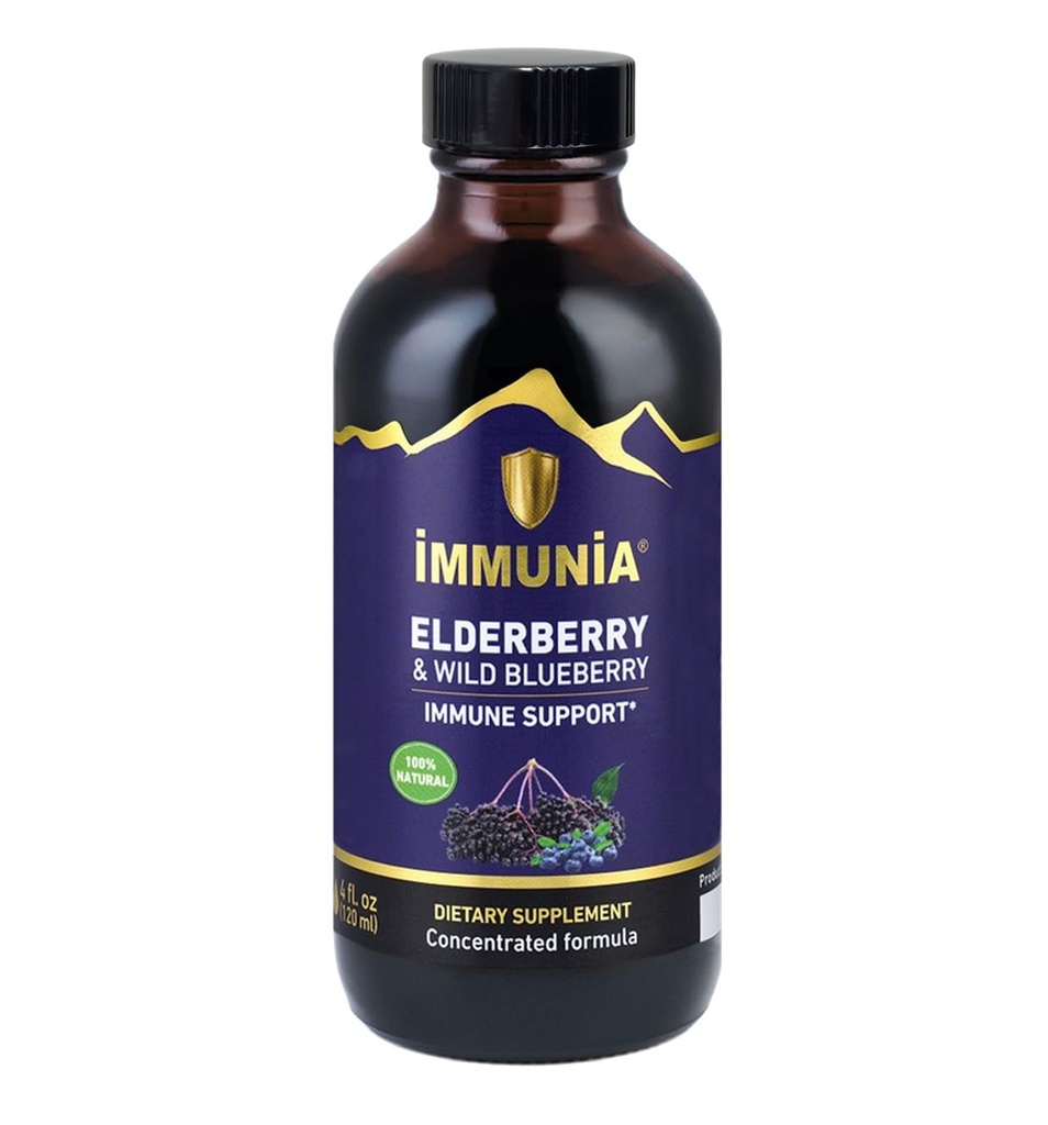 Immunia Elderberry & Wild Blueberry Concentrate. Rafforzare naturalmente il vostro sistema immunitario. Gusto delizioso. Alimentazione 24 giorni. (1-Pack)