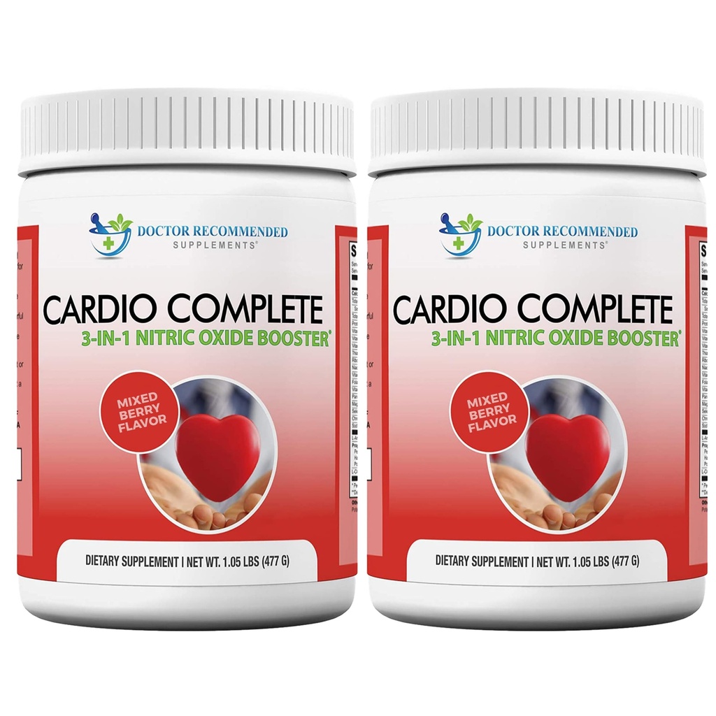 Cardio Complete - Heart Health Support Powder Supplement - 3-in-1 Nitric Oxide Booster con 5000 L-Arginina, 1.000mg L-Citrulline, e Hawthorn Berry, 2 Pack