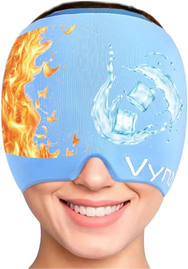 Migraine Relief Cap Miracle Headache Relief Cap360 Hot & Cool Headache Cap Soothing Odorless Gel Ice Head Wrap Cap migliorato per la tensione, lo stress e il seno (blu)