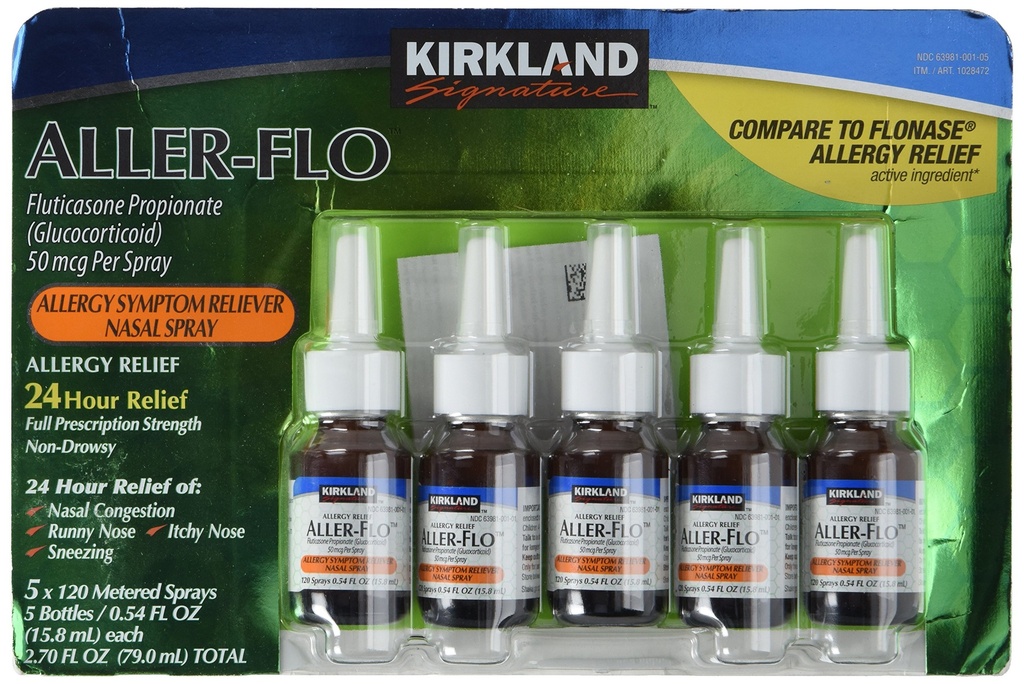 KIRKLAND SIGNATURE Kirkland Aller-Flo Fluticasone Propionato (Glucorticoide), 0.54 Fl Oz. (Pacchetto di 5)