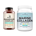 AMANDEAN Premium Magnesium Complex & Marine Collagen Bundle. Alto assorbimento di magnesio Threonate, Glycinate & Malate. Proteina di collagene di pesce idrolizzato selvatico. Supporto Qualità Sonno, Pelle & Mood