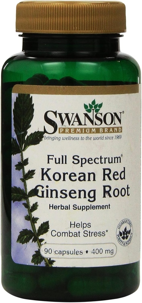 Swanson Premium Full-Spectrum Korean Red Ginseng Root 400 mg 90 Caps - Confezione di due
